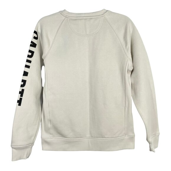 NWOT Carhartt White Relaxed Fit Crewneck Graphic Block‎ Logo Sweatshirt Womens S - Picture 3 of 12